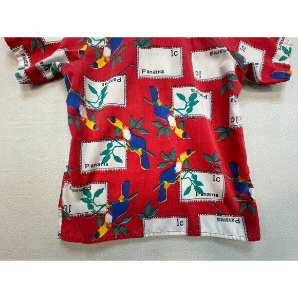 Vintage Stone Apparel Kids Boys Button-Up Shirt Size 7 Red Panama Toucan Casual - Picture 11 of 11